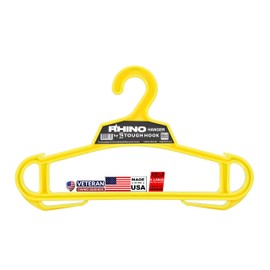 Rhino Tough Hook Heavy Duty Clothes Hangers, Military Grade Coat Hanger for Body Armor & Jacket, 200-lb Capacity Suit Hangers for Heavy Apparel, USA Made, Yellow 1-Pack