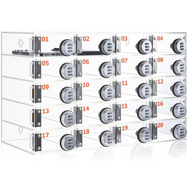 Reallnaive 20 Slots Cell Phone Locker with Combination Lock, Cell