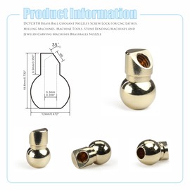 DCYCBTH 10 PCS M6 12MM Brass Ball Coolant Nozzles Screw Lock for Cnc Lathes, Milling Machines, Machine Tools, Stone Bending Machines And Jewelry Carving Machines Brass Ball Coolant Nozzles
