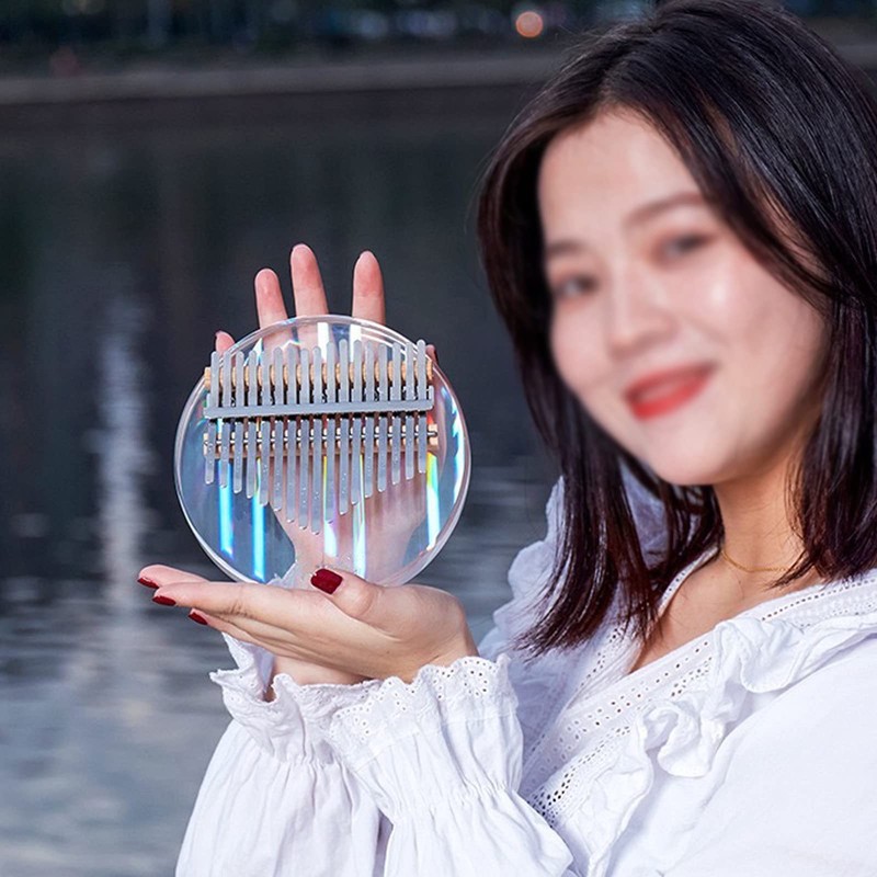 Kalimba 17 Ki, Round Acrylic Rainbow Sam Piano, Thumb Piano,