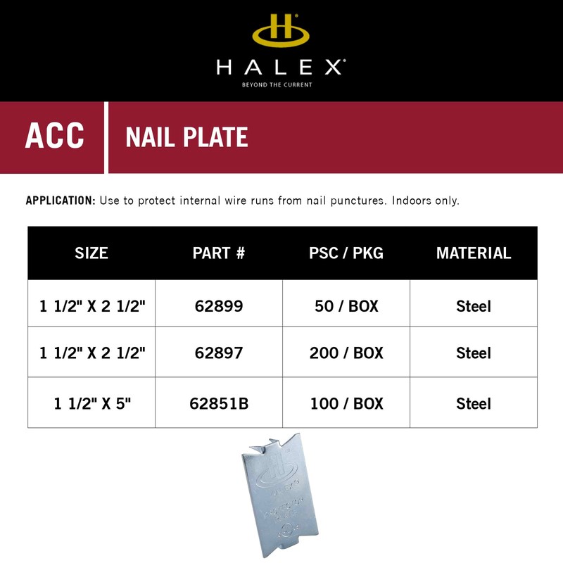 Halex –Accessories Nail Plate Bulk – 1 1/2" X 2