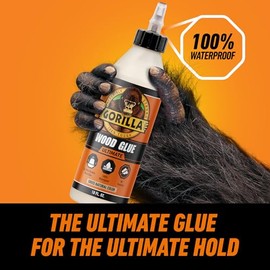 Gorilla Ultimate - Pegamento de madera impermeable, color de madera natural, 18 onzas (paquete de 1) - Impermeable para proyectos y reparaciones en interiores o exteriores