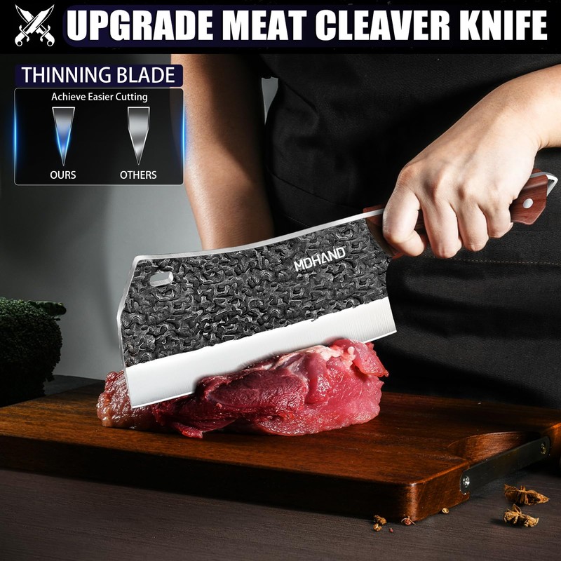 MDHAND Butcher Knife Set, 8PCS Butcher Cleaver Knife Set for