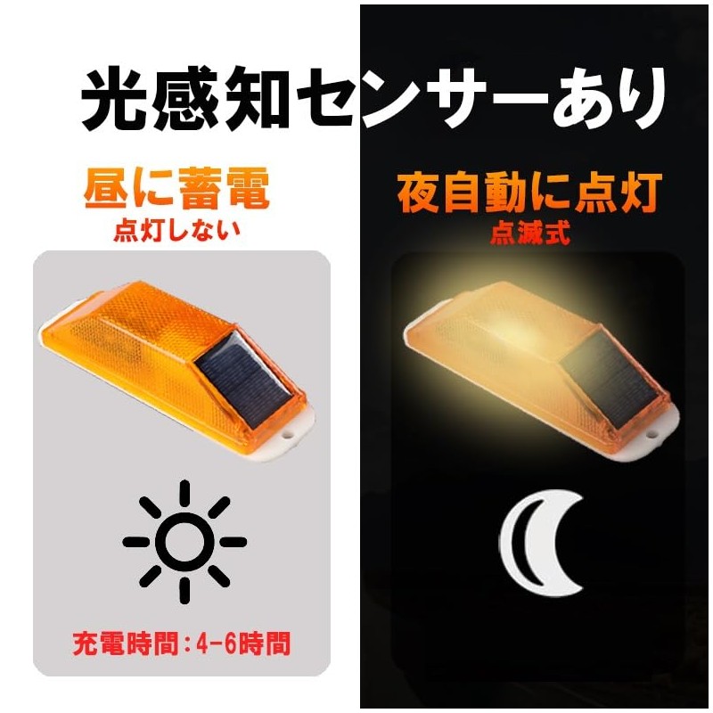 TATUM Solar Construction Warning Light, Solar Charging, Warning LED Light,