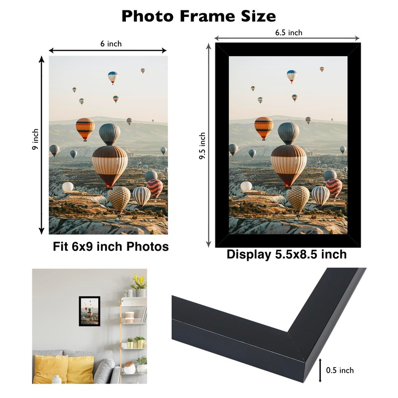 JCJMY 6x9 Picture Frame Set of 6 for Wall Hanging