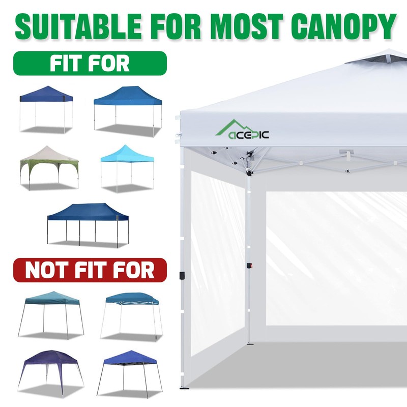 Acepic Clear Canopy Sidewalls for 10x10 Pop Up Tent, Transparent