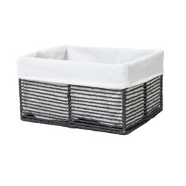 GYASVWU Hand-Woven Paper Rope storage Baskets,Rectangular Wicker Baskets for Organizing,Decorative Woven Basket for Storage,Shelf Baskets for Living Room,Storage baskets for pantry (Black - Large)