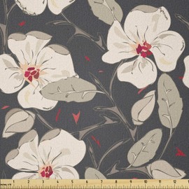 Ambesonne Floral Fabric by The Yard, Poppy Flowers Vintage with Abstract Floral Arrangement Nature Blossom, Stretch Knit Fabric for Clothing Sewing and Arts Crafts, 3 Yards, Charcoal Grey