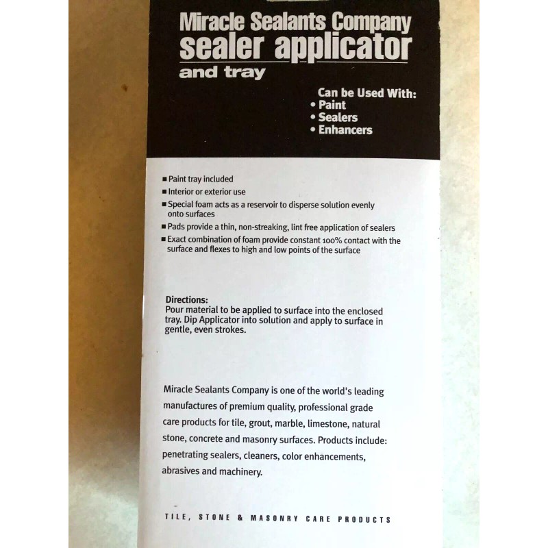 Miracle Sealants- Sealer Applicator And Tray Set New In Package