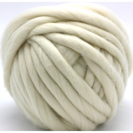 Merino Wool Big Chunky Yarn - Bulky Roving Yarn for Finger Knitting,Crocheting Felting,Making Rugs Blanket and Crafts by FLORAKNIT (Cream, Chunky-40mm-1.1LB)