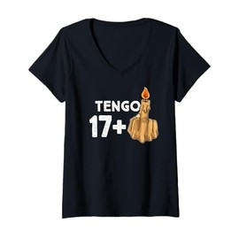 Womens 17+1 Half Finger 18th Birthday Candle V-Neck T-Shirt