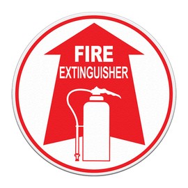 Fire Extinguisher Floor Decals Red Anti-Slip Round Shape D Business Industrial Signs Stickers 24Inches Longer Side