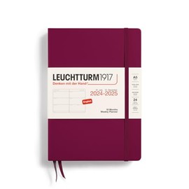 LEUCHTTURM1917 370720 Weekly Planner 2025, Medium A5 Hardcover - 18 Month Planner, Lined - Port Red, English