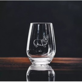 Unmarked Corgi Stemless Wine Glasses x4 Premium 15 Oz Personalize Dog Animal Pet Gift NEW