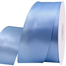 UOUYOO 1 1/2 Inch Sky Blue Satin Ribbon 50 Yards Fabric Ribbons Roll for Gift Wrapping Flower Bouquet Bows Bouquet Bridal Bouquets Wedding Invitations