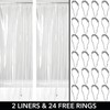 mDesign PEVA Shower Curtain with 12 Roller Hooks - Odourless