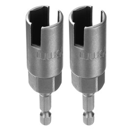 sourcing map 2pcs H15 Wing Nut Driver 15mm Metric 6-Points Socket 1/4" Hex Shank Power Deep Slot Wing Nut Drill Bit CR-V Steel Wrench Impact Driver Tool for Panel Nuts Bolts Screw Eyes