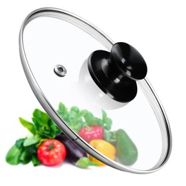 KADAX Pot Lid, Universal Glass Lid with Glossy Black Handle, Heat Resistant Lid in Various Sizes, Pan Lid, Glass Lid for Pot, Pan (20 cm)