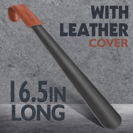 ZOMAKE Shoe Horn Long Handle for Seniors Men Women,Metal Long Shoehorn for Boots,16.5" Shoe Spoon Helper