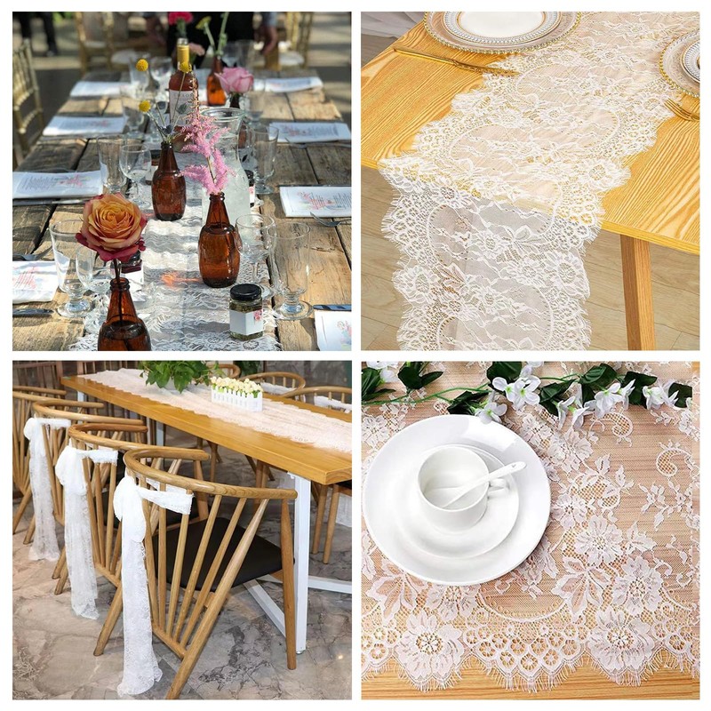BSITSSS 2 PCS Table Runners, White Lace Table Runner 36