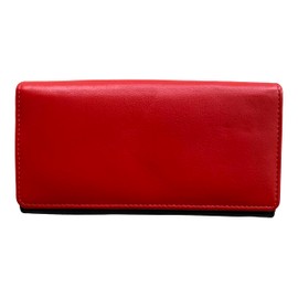 Golunski Ladies Soft Leather RFID Compact Trifold Purse - Red Navy