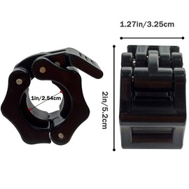 yuntop 1 Pair Barbell Clamps of Locking 1'' Diameter Standard Bar, Quick Release Locks Collar Clips, Dumbbell Lock Clips for Workout Fitness Training Bodybuilding(Black)