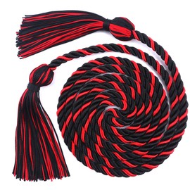 Graduation Cords, Cords for Graduation 2026, Black Red 68" Braided Grad Chords Honor Cord Tassel Ropes for Grad Accessories Party Decorations Ceremonies College Students Master Doctoral Bachelor Gown