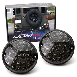 iJDMTOY 95mm NAS Style Smoked Lens Full LED Upgrade Kit Compatible With Land Rover Defender LD (Fit Backup/Reverse & Rear Fog Light Assemblies)