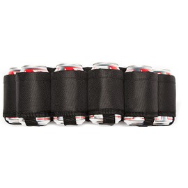 Beer Belt - Tough Insulated Holder for 6 Cold Beers - Adjustable Waist Strap with Buckle - Hidden Zipper Pocket, 5 Colors To Choose From - Fun Cool Party, Game Night, Fishing Holster - Black
