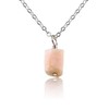 Pink Peruvian Opal Raw Crystal Pendant Choker in Stainless Steel