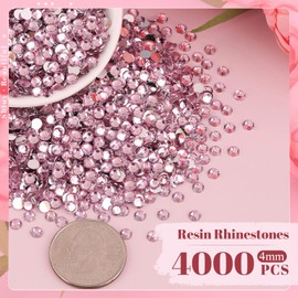 4000PCS 4mm Resin Rhinestones in Bulk (Light Pink), Bedazzling Flatback Crystals Rhinestones for Crafting DIY Nail Decoration, Gems Diomand Charms for Tumbler Shoes Clothing Fabric