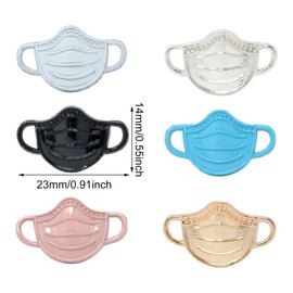 HONBAY 36PCS Enamel Alloy Face Mask Charms Connectors Double Hole Face Mask Charms Link Pendant Creative Bead Charms for Earrings Bracelets Anklets Necklaces Jewelry Making and DIY Crafts - 6 Colors,