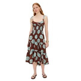 Free People Women's Adriel Midi Dress, Nutmeg Combo, Floral, Brown, S
