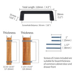 AHOSAR 3-3/4 Inch Kitchen Cabinet Handles Matt Black Cabinet Pulls Bedroom Dresser Drawer Pulls and Furniture Hardware for Bathroom Cupboard Door, 1 Pack Handles