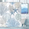 Caheansi Nautical Coastal Shower Curtain, Blue Ocean Beach Seashell Starfish