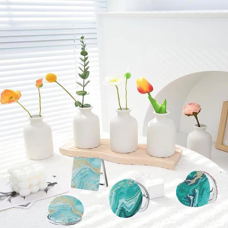ZABARE 4 Pcs Diamond Painting Compact Mirrors, Ocean Diamond Art