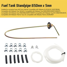 SIDMILE Heater Fuel Tank Standpipe Set 650mm x 5mm Fit for Webasto Eberspacher Heaters Replace 1320399A 35320A, 4mm ‎Fuel Pipe Line Hose Clip Kit Replace 89031118