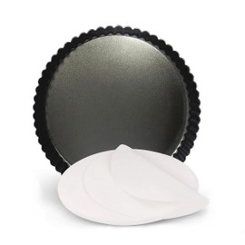 yenlk Tart and Quiche Pan, Round Tart Pan 22cm/8.7 Inch, False Bottom Pie Pan, Deep Fluted Tart and Quiche Pan with Removable Bottom - Non-Stick Tart Pan