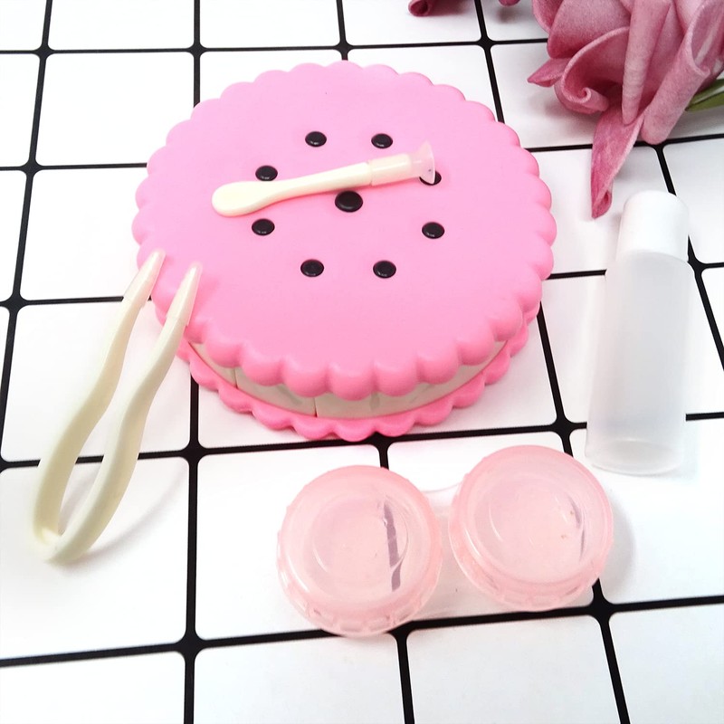 Honbay Cookie Shaped Contact Lens Case Travel Contact Lens Box