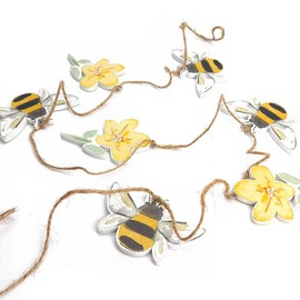 Crafty Capers Gisela Graham 1.2m Wooden Bee & Buttercup Flower Spring or Easter Garland