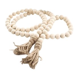 SHTGOI 1 Piece Wooden Beads Garland 70 cm Wooden Bead Chain Pendant with Tassels Wooden Bead Garlands Prayer Beads Wall Decoration Wooden Beads Wall Hangings for Living Room Bedroom Wood Colour