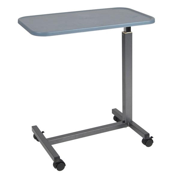 Drive Medical Overbed Table with Plastic Top, Silver Vein