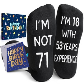 HAPPYPOP 71st Birthday Gifts for Men - Socks for 71 Year Old Woman, 71 Birthday Gifts for 71 Year Old Elderly Man With Greeting Card