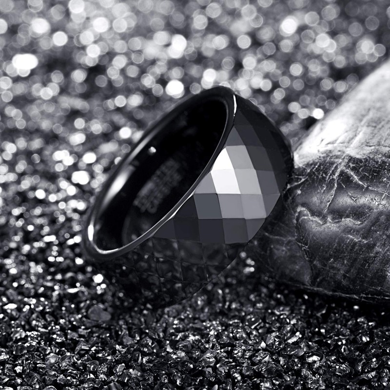 083 Base Ring, Men's Ring, Tungsten, Multi-faceted Cut, Glitter, Allergy
