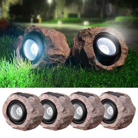 Timeflies Solar Rock Lights Outdoor, 4 Pack Super Bright Solar Spot Lights Outdoor IP65 Waterproof Yard Lights, Auto On/Off Garden Lights for Paths, Sidewalks, Yards, Landscapes, Patios