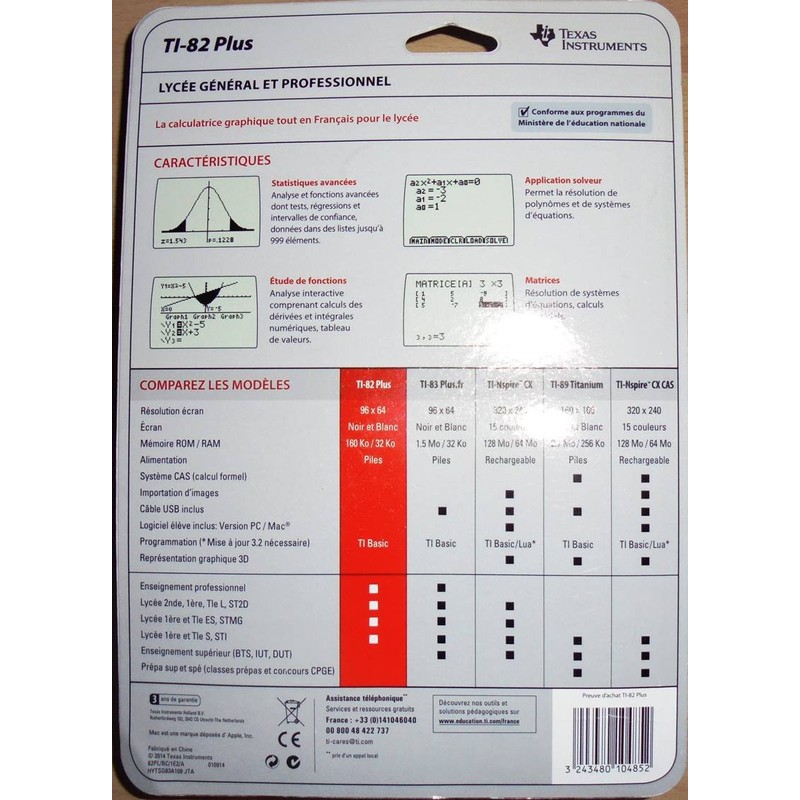 Texas Instruments TI 82 PLUS Graphing Calculator