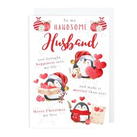Second Ave Husband Romantic Love Penguin Christmas Xmas Holiday Festive Greetings Card