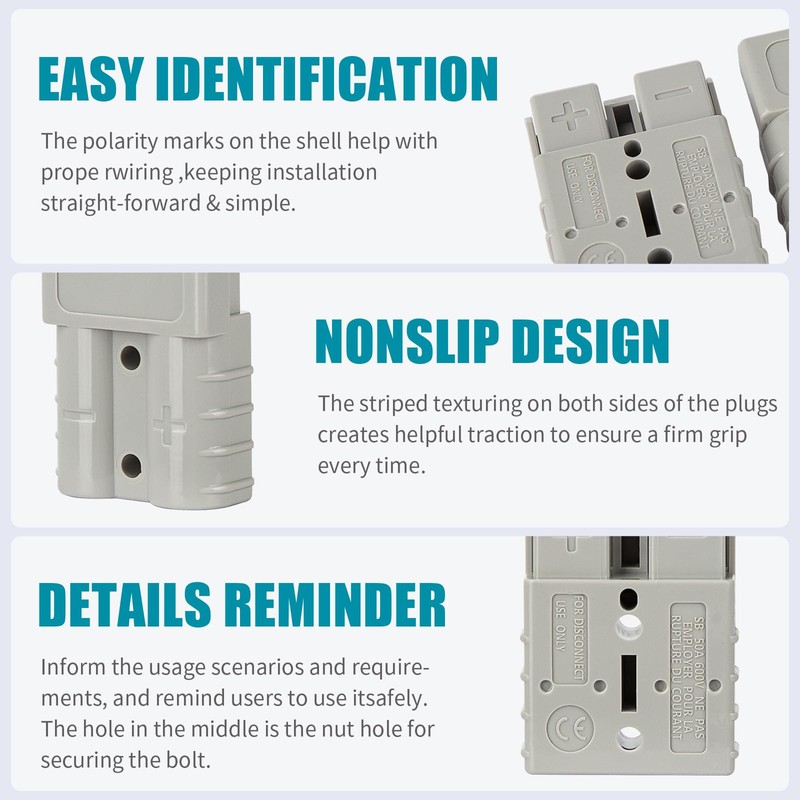 W LAIWO 50A Power Connector Kit, 600V DC Plug with
