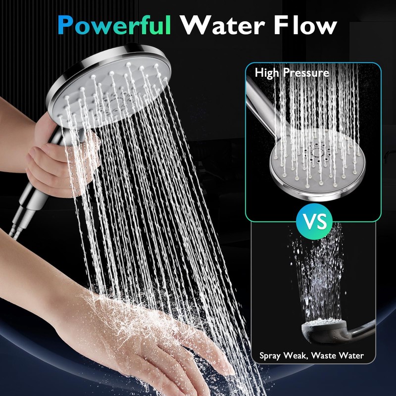 PinWin Shower Head, 8'' Dual Rain Shower Head with 11''
