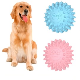 2-Pack Spiky Dog Chew Balls for Aggressive Chewers, Durable TPR Rubber Balls, Non-Toxic Dental & Fetch Toy for Small, Medium & Large Dogs